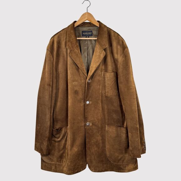 Golden Bear Mens Blazer Brown Leather Eddy Three Button